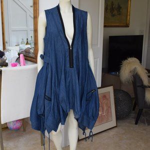 NWOT Gracia Sleeveless Denim Swing Dress, SZ L,